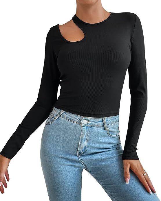 DIVADAZ'S FULL SLEEVE CUT OUT TOP- BLACK